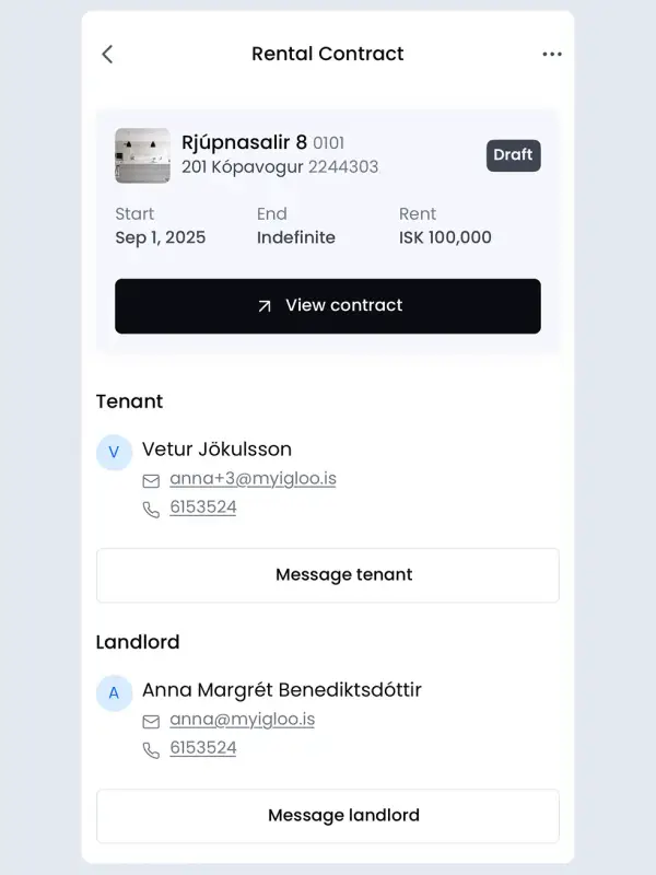 Skrifa undir leigusamning